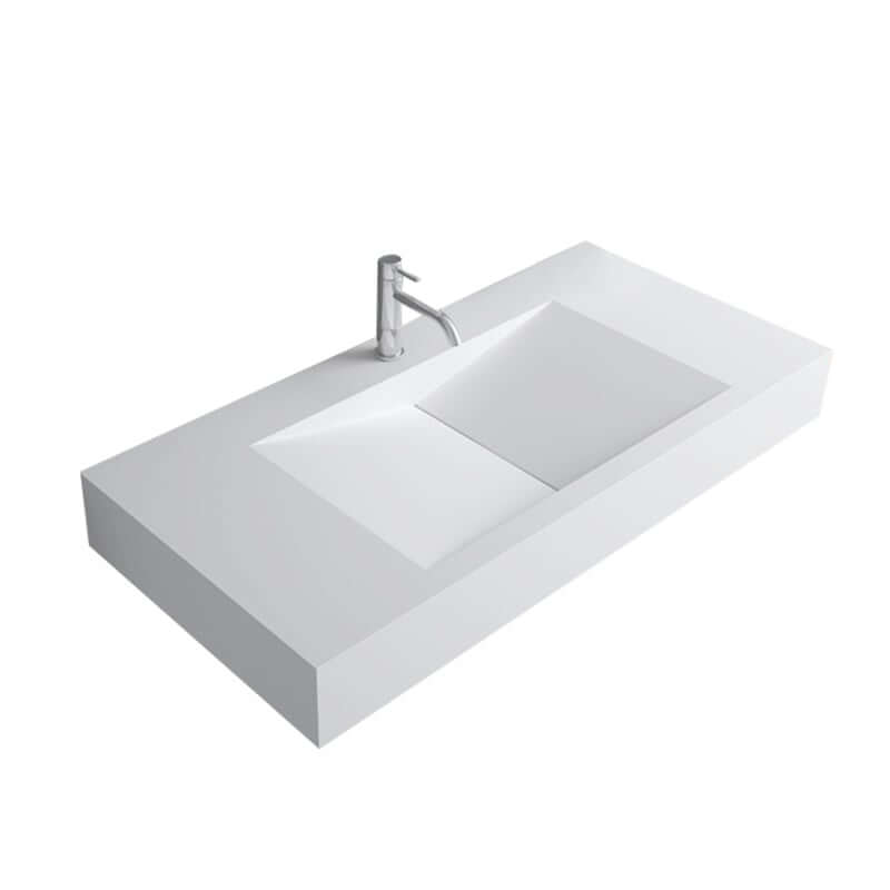 Modern Matte White Wall Mounted Sink - Solid Surface Stone Resin