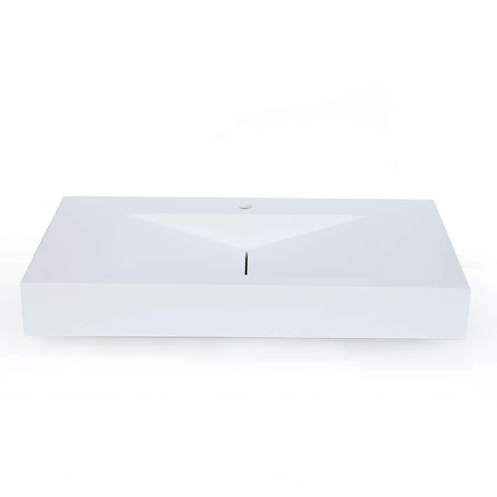 Modern Matte White Wall Mounted Sink - Solid Surface Stone Resin