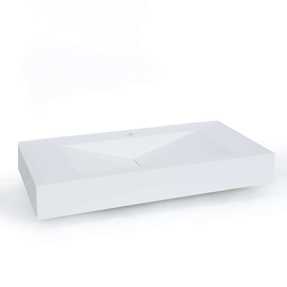 Modern Matte White Wall Mounted Sink - Solid Surface Stone Resin