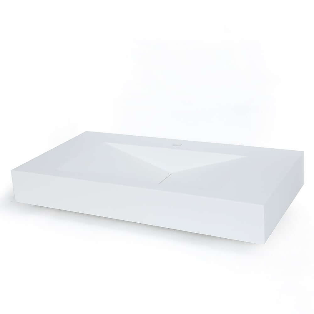 Modern Matte White Wall Mounted Sink - Solid Surface Stone Resin