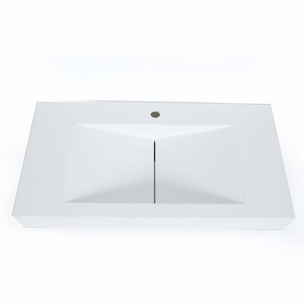 Modern Matte White Wall Mounted Sink - Solid Surface Stone Resin
