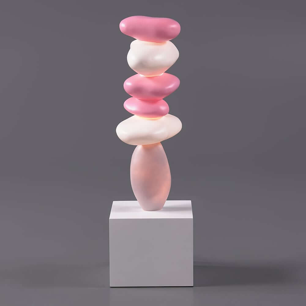 Modern MDF and Fiberglass Floor Sculpture with Integrated Soft Lighting