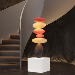 Modern MDF and Fiberglass Floor Sculpture with Integrated Soft Lighting