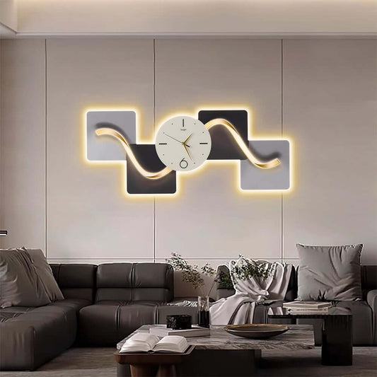Modern MDF Wall Clock with LED Light and Silent Movement Main Product Image