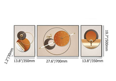 Modern MDF Wall Clock with Orange Finish and 2 Canvas Art Panels Dimensions