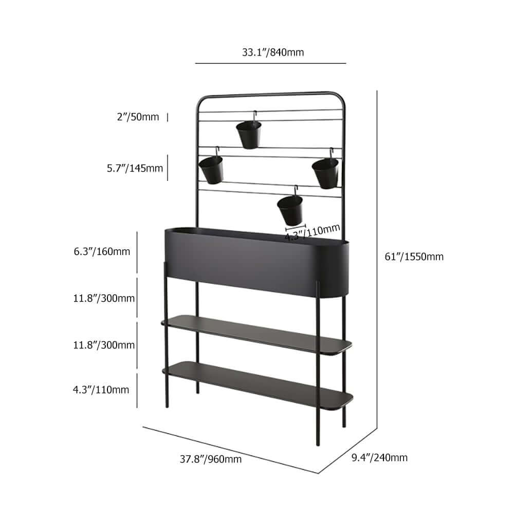 Modern Metal 3-Tier Rectangular Flower Stand with Shelves