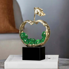 Modern Metal Abstract Apple Sculpture with Geometric Design