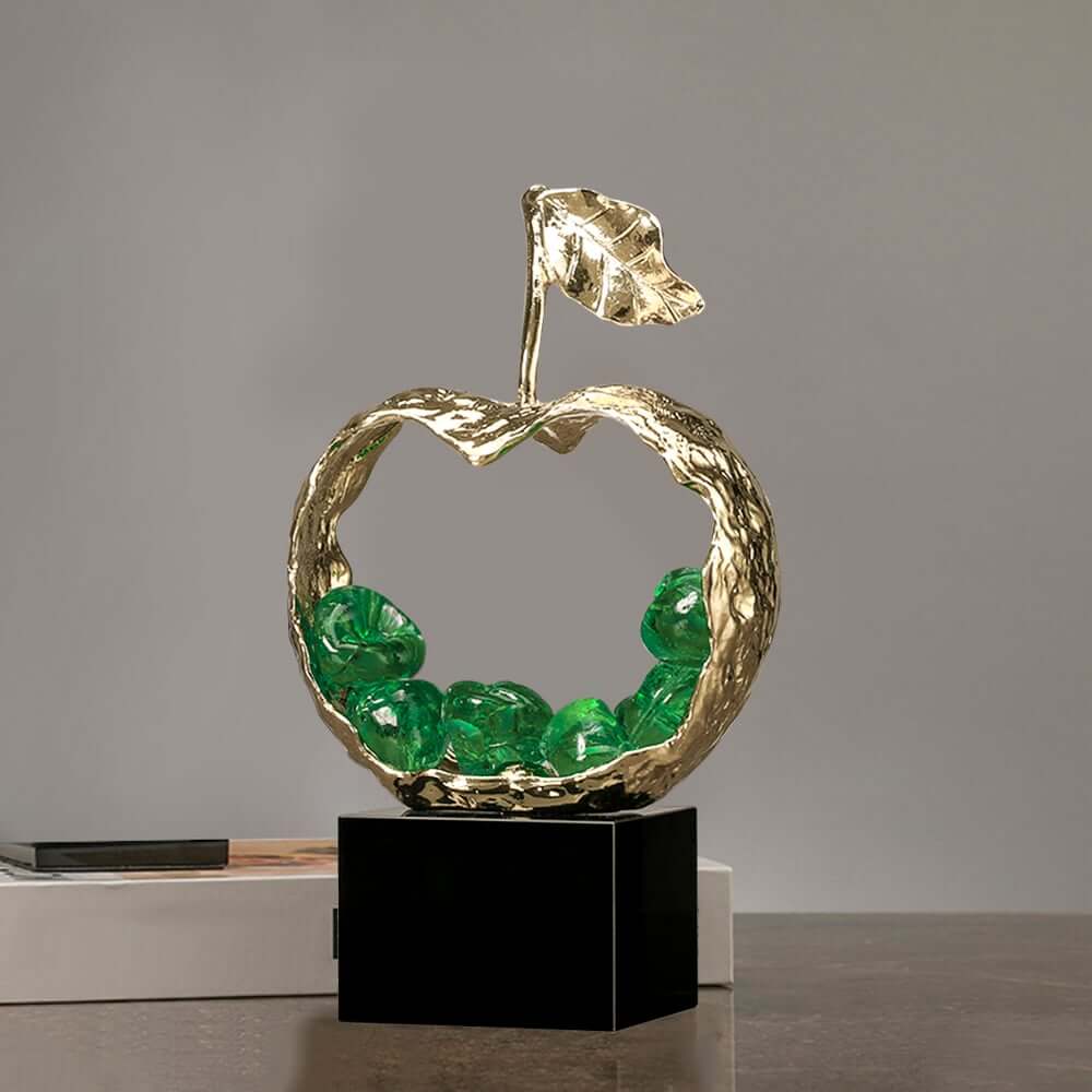 Modern Metal Abstract Apple Sculpture with Geometric Design