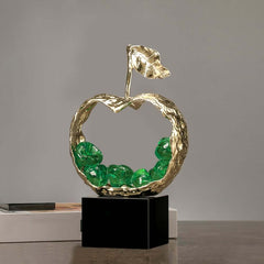 Modern Metal Abstract Apple Sculpture with Geometric Design