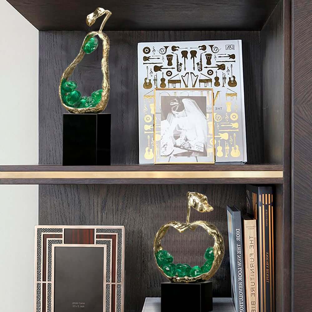 Modern Metal Abstract Apple Sculpture with Geometric Design