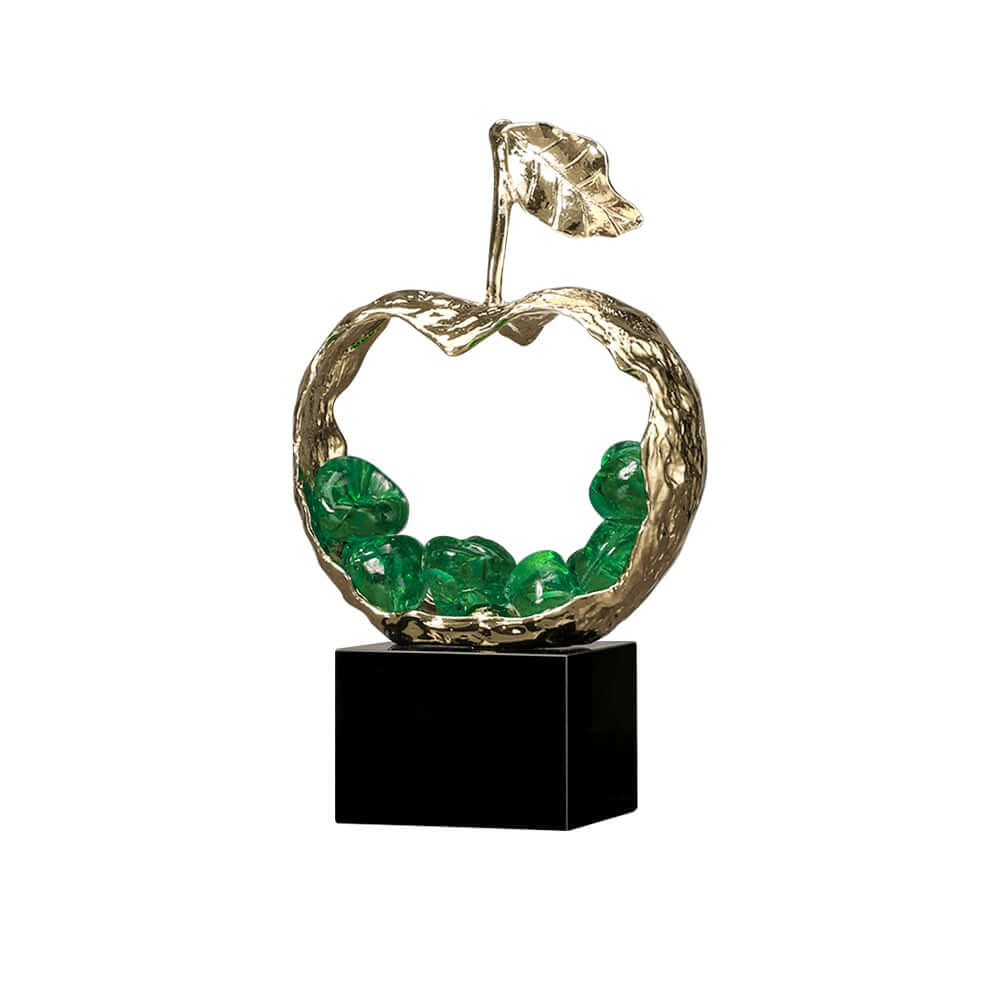 Modern Metal Abstract Apple Sculpture with Geometric Design