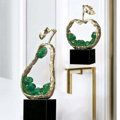 Modern Metal Abstract Apple Sculpture with Geometric Design