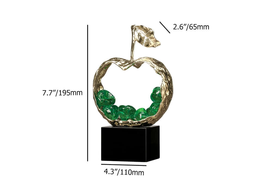 Modern Metal Abstract Apple Sculpture with Geometric Design Dimensions