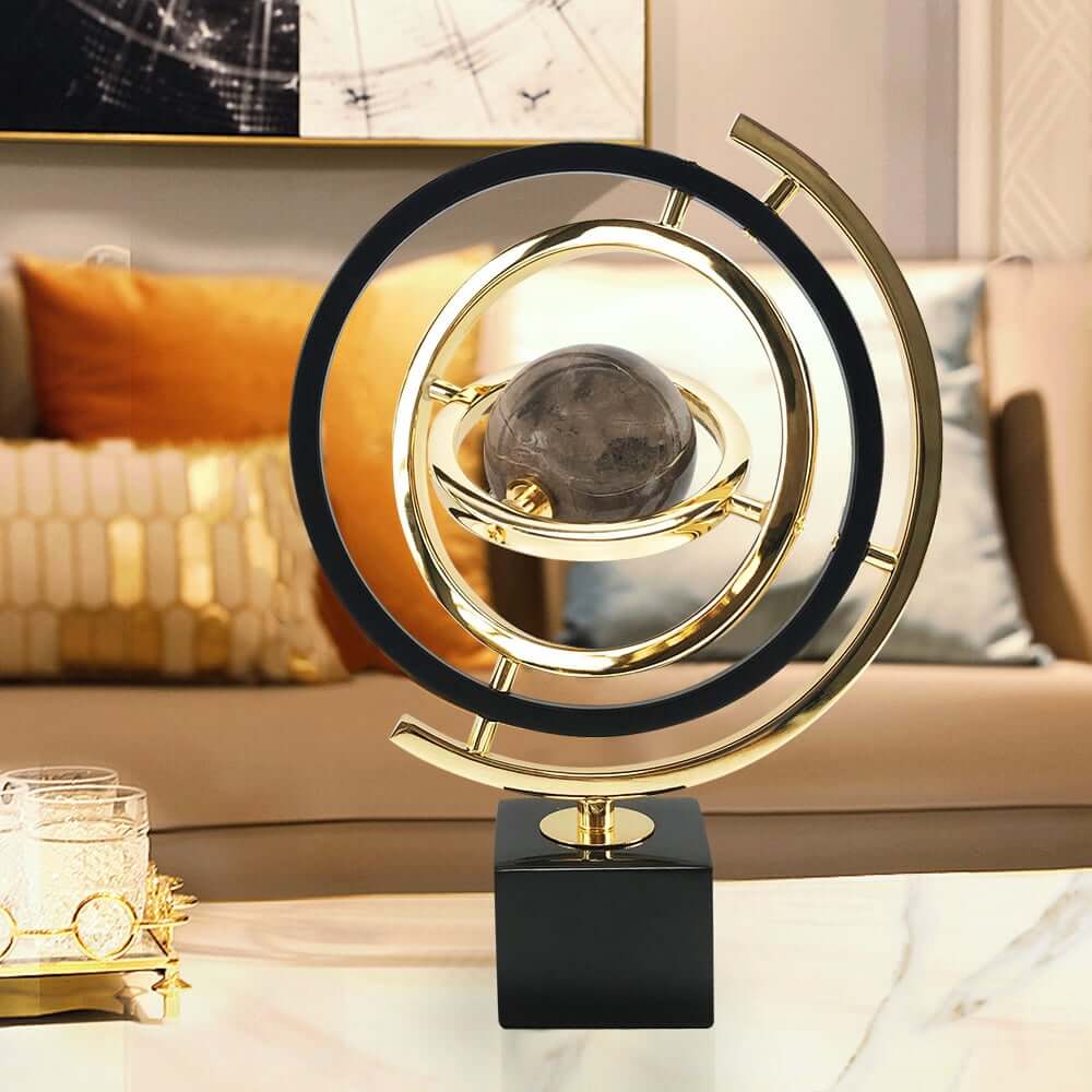 Modern Metal Abstract Sculpture with Black and Gold Finish