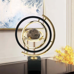 Modern Metal Abstract Sculpture with Black and Gold Finish