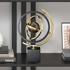 Modern Metal Abstract Sculpture with Black and Gold Finish
