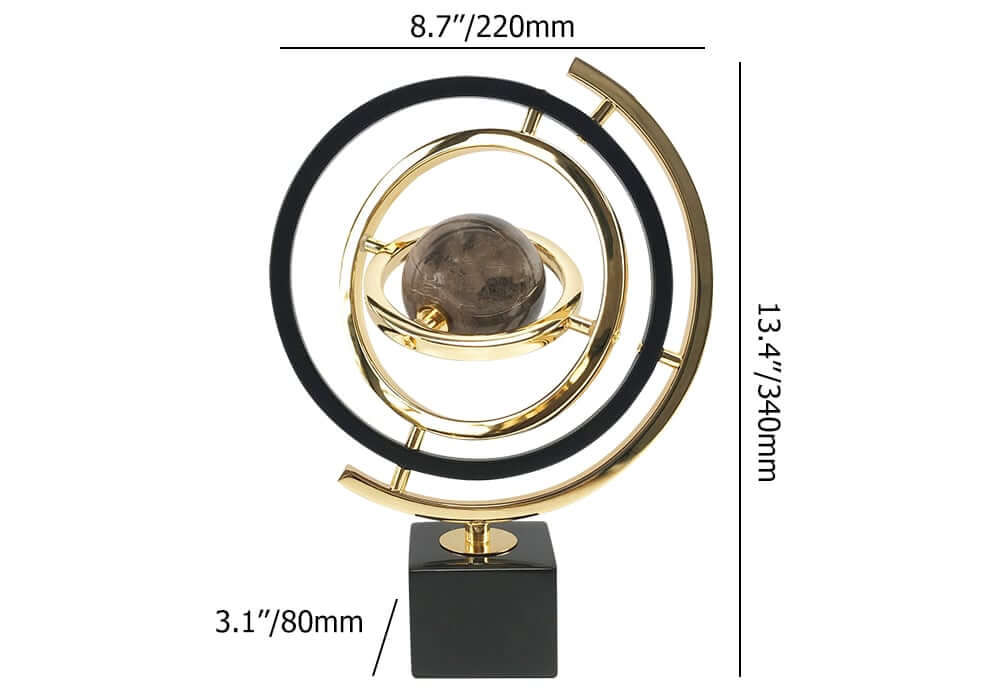 Modern Metal Abstract Sculpture with Black and Gold Finish Dimensions