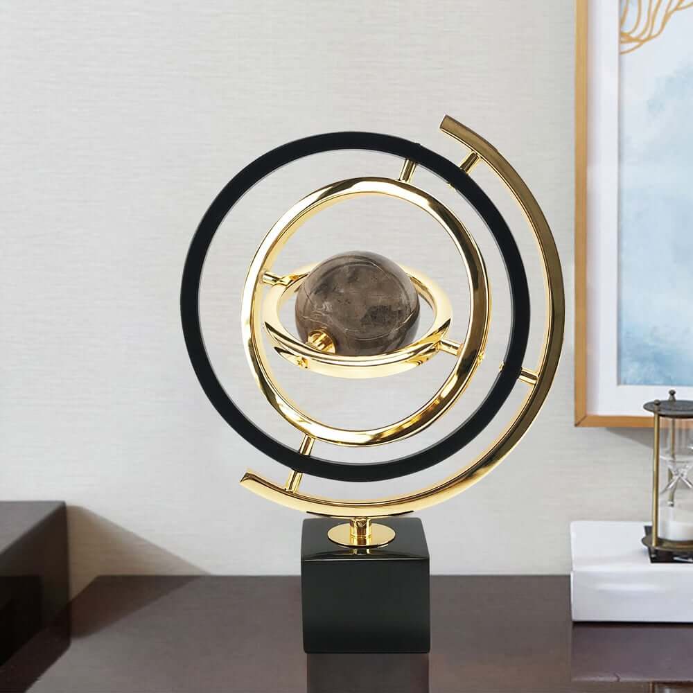 Modern Metal Abstract Sculpture with Black and Gold Finish Main Product Image