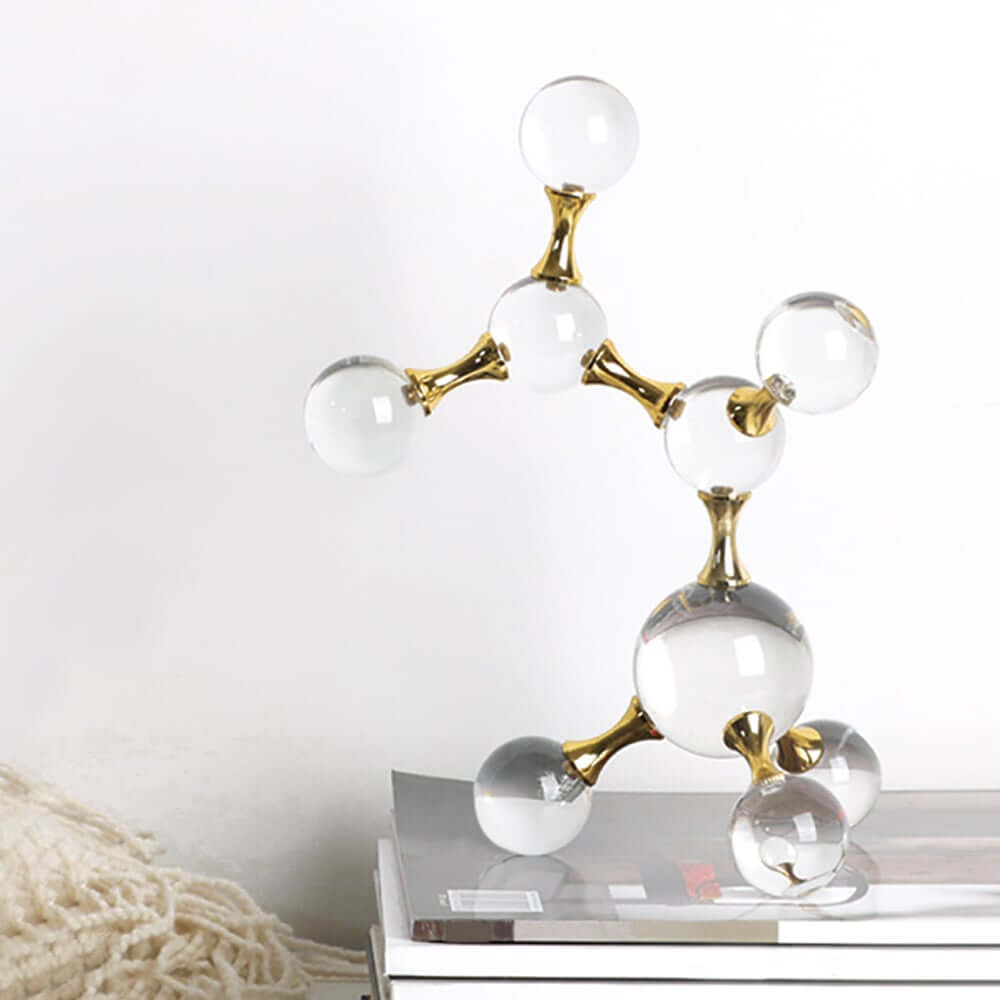 Modern Metal and Crystal Abstract Sculpture for Office or Home