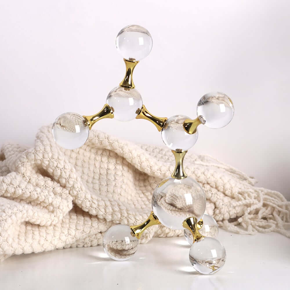 Modern Metal and Crystal Abstract Sculpture for Office or Home