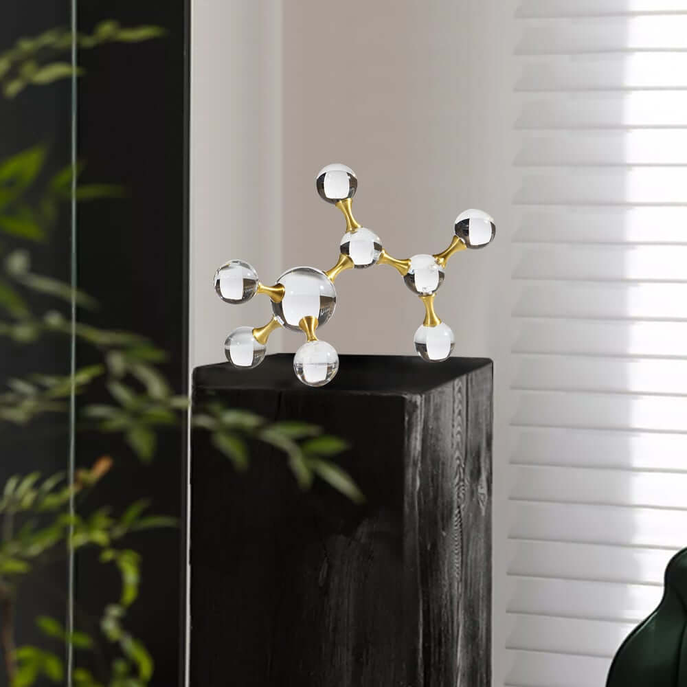 Modern Metal and Crystal Abstract Sculpture for Office or Home