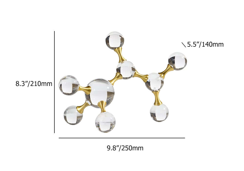 Modern Metal and Crystal Abstract Sculpture for Office or Home Dimensions