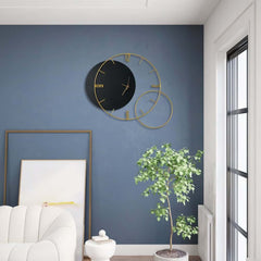 Modern Metal and Wood Wall Clock with Silent Quartz Movement