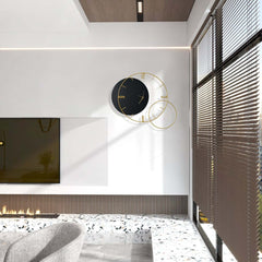 Modern Metal and Wood Wall Clock with Silent Quartz Movement