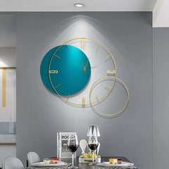 Modern Metal and Wood Wall Clock with Silent Quartz Movement