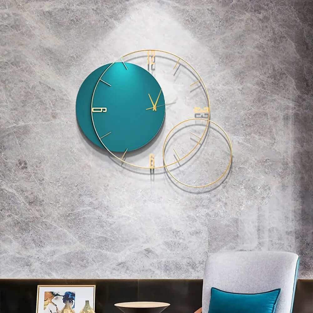 Modern Metal and Wood Wall Clock with Silent Quartz Movement