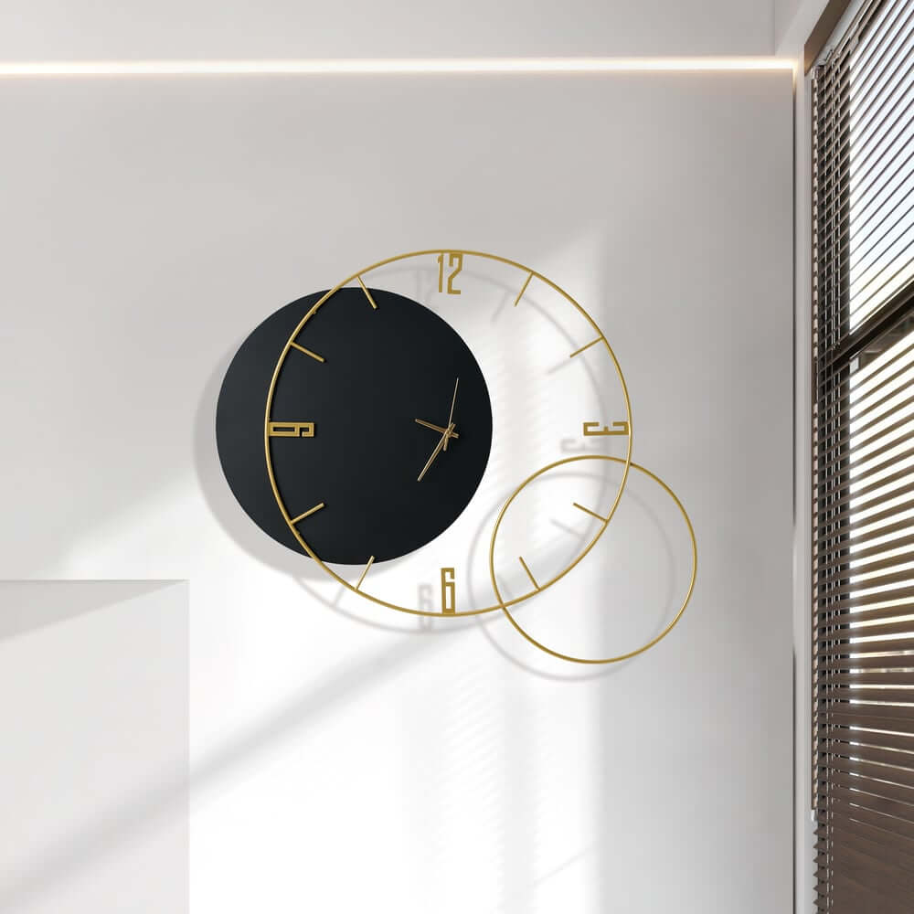 Modern Metal and Wood Wall Clock with Silent Quartz Movement