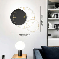 Modern Metal and Wood Wall Clock with Silent Quartz Movement Dimensions