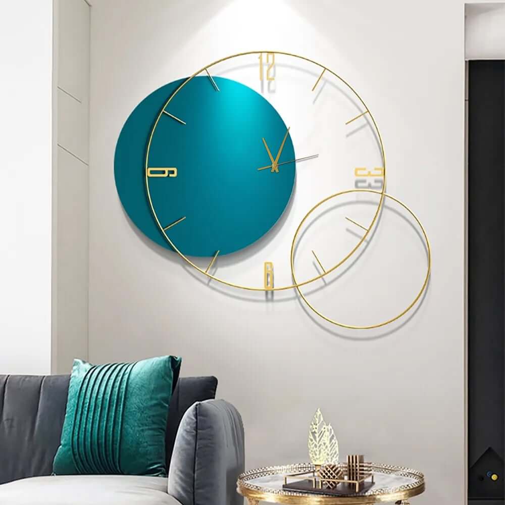 Modern Metal and Wood Wall Clock with Silent Quartz Movement Main Product Image