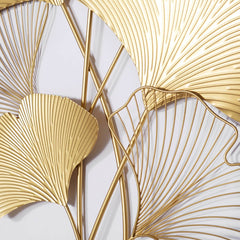 Modern Metal Ginkgo Leaf Wall Art in Gold Finish
