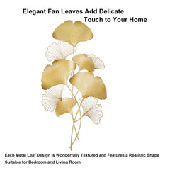 Modern Metal Ginkgo Leaf Wall Art in Gold Finish