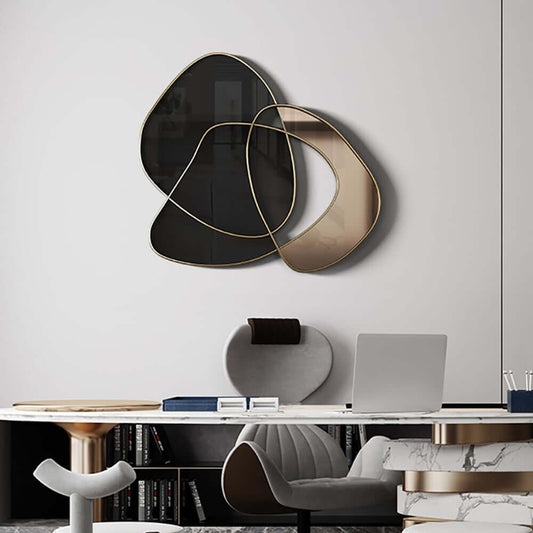 Modern Metal Wall Art - Abstract Iron Decor in Black and Gold