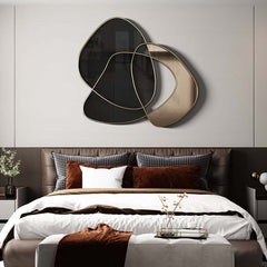Modern Metal Wall Art - Abstract Iron Decor in Black and Gold