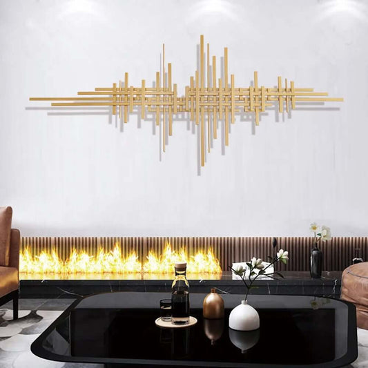 Modern Metal Wall Art - Geometric Gold Abstract Decor for Living Room