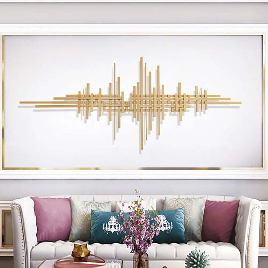 Modern Metal Wall Art - Geometric Gold Abstract Decor for Living Room Main Product Image