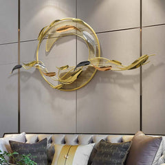 Modern Metal Wall Art Sculpture in Gold with Novelty Floral Design