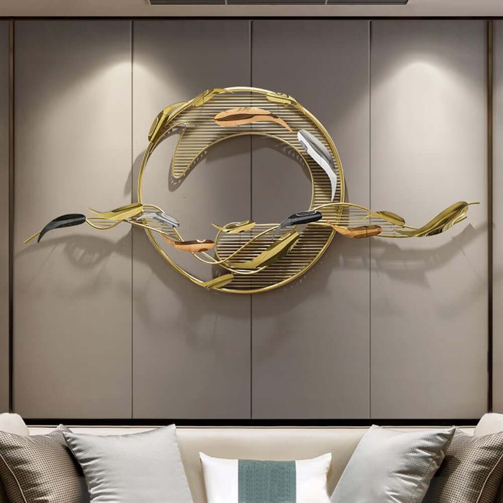 Modern Metal Wall Art Sculpture in Gold with Novelty Floral Design