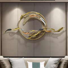 Modern Metal Wall Art Sculpture in Gold with Novelty Floral Design