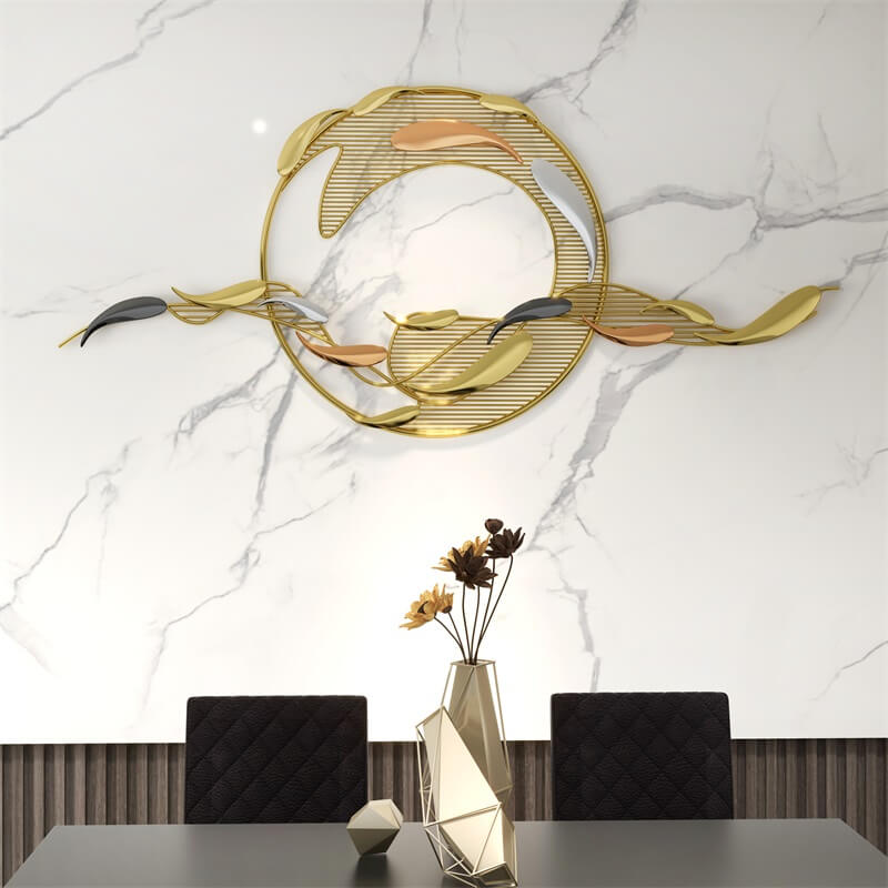 Modern Metal Wall Art Sculpture in Gold with Novelty Floral Design