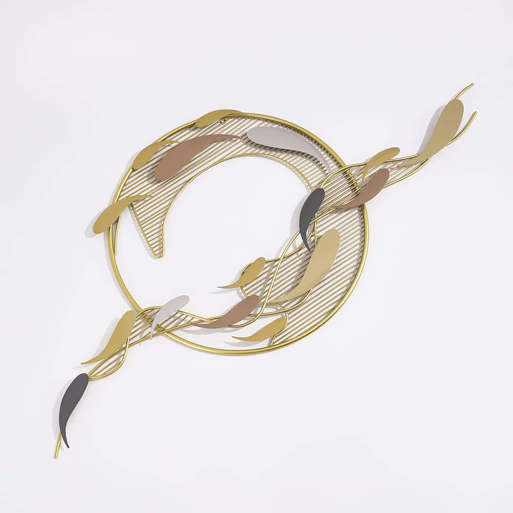 Modern Metal Wall Art Sculpture in Gold with Novelty Floral Design