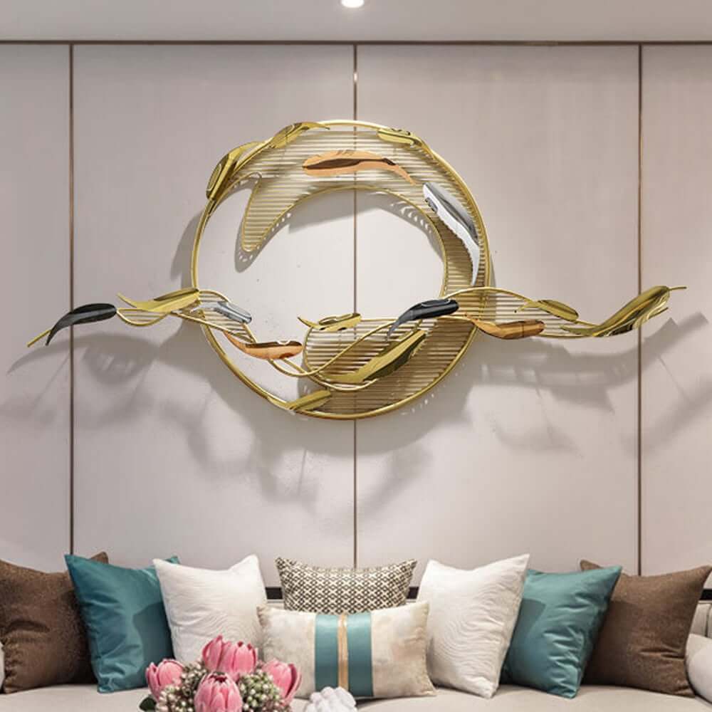 Modern Metal Wall Art Sculpture in Gold with Novelty Floral Design