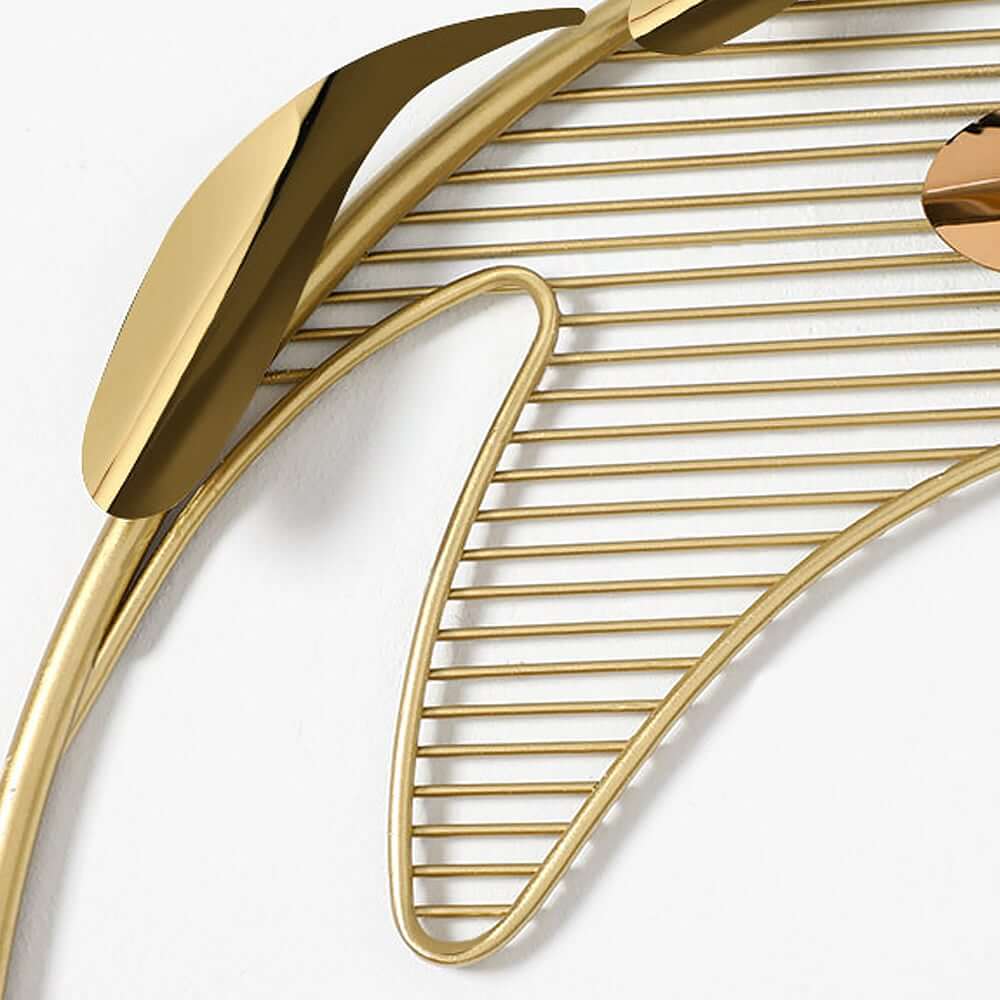 Modern Metal Wall Art Sculpture in Gold with Novelty Floral Design