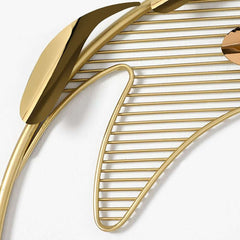 Modern Metal Wall Art Sculpture in Gold with Novelty Floral Design