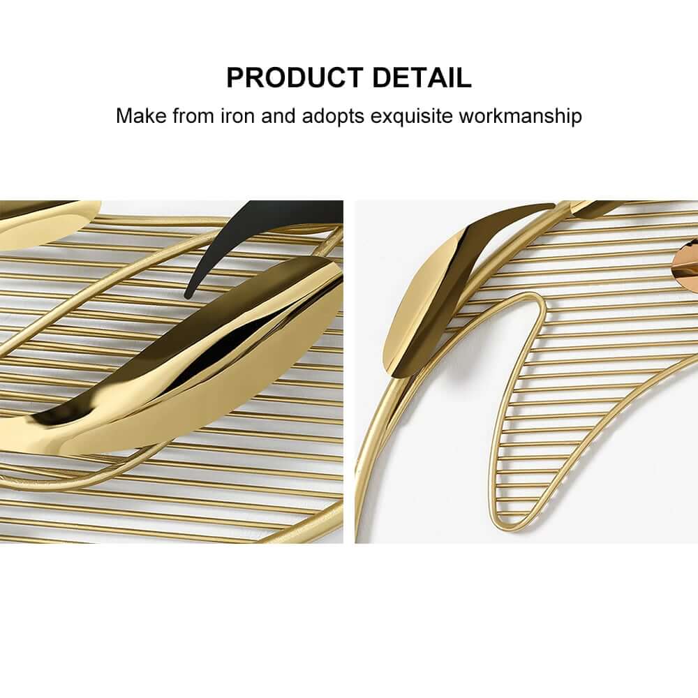 Modern Metal Wall Art Sculpture in Gold with Novelty Floral Design