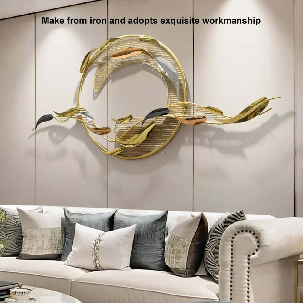 Modern Metal Wall Art Sculpture in Gold with Novelty Floral Design