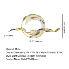 Modern Metal Wall Art Sculpture in Gold with Novelty Floral Design